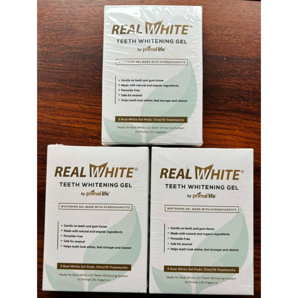 3 Primal Life Real White Teeth Whitening Gel 5 Real White Gel Pods Ea
